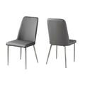 Daphnes Dinnette 37 in. Grey Leather-Look Chrome Dining Chair, 2PK DA3079053
